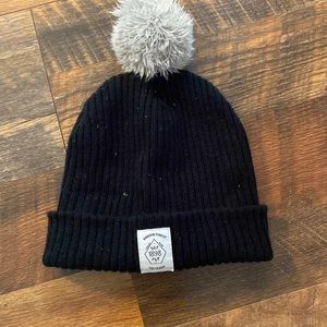 Black beanie with puff ball